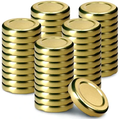 Afbeelding van KADAX Set van 50 schroefdeksels Ø 43 mm metalen geschikt voor weckpotten 40 ml met 4 inkepingen, inmaakpotten, deksel goud