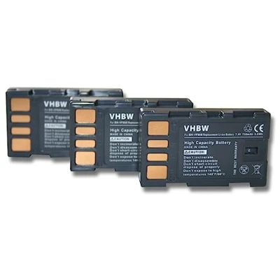 Afbeelding van vhbw 3 x batterij vervangt JVC BN VF808, VF815, VF808U voor camcorders (750mAh, 7,4V, Li Ion) met chip