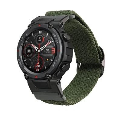 Afbeelding van kwmobile nylon bandje voor smartwatch geschikt Huami Amazfit T Rex / Pro 14 22 cm Polsbandje in donkergroen