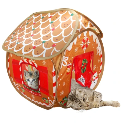 Afbeelding van Kong Holiday Play Spaces Bungalow Gingerbread Kattenspeelgoed