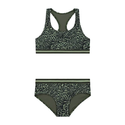 Afbeelding van Shiwi Charlie Racerback SET Bikini voor kinderen, Maat: 110/116, Forest green mixed animal