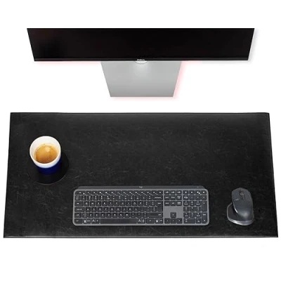 Afbeelding van Brute Strength Luxe Bureau Onderlegger Kunstleer Zwart Organizer 80x40 cm Thuiswerken Bureaumat Kantoor accessoires Computer mat