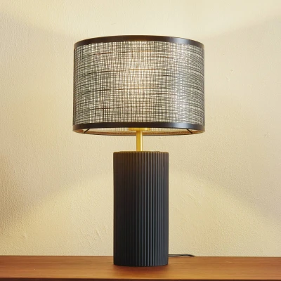 Afbeelding van Lindby Sorscha tafellamp, zwart, ijzer, Ø 26 cm