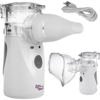 Afbeelding van ProMedix Draagbare inhalator voor kinderen en volwassenen Stille Twee maskers Mondstuk Vernevelaar Set USB Oplaadbaar