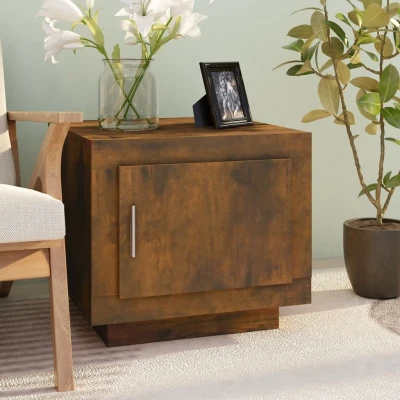 Afbeelding van Salontafel 51x50x45 cm bewerkt hout gerookt eikenkleurig