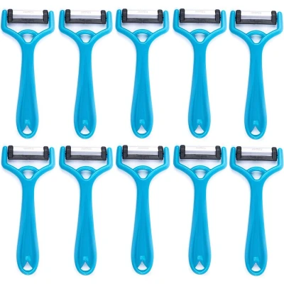 Afbeelding van Solingen Dunschiller Uno Y Model Kunststof Mes 4,2 cm Blauw 10 stuks
