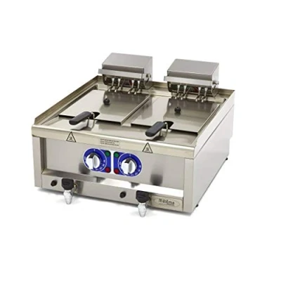 Afbeelding van Maxima Frituurpan 2x 10 L 2 Manden met Tapkraan 400V Friteuse