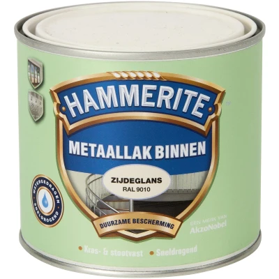 Afbeelding van Hammerite Metaallak Binnen RAL 9010 Kunststof &amp; metaal verf