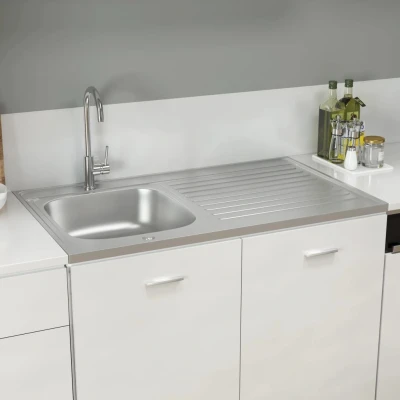 Afbeelding van Gootsteen met afvoerset 1000x600x155 mm roestvrij staal zilver