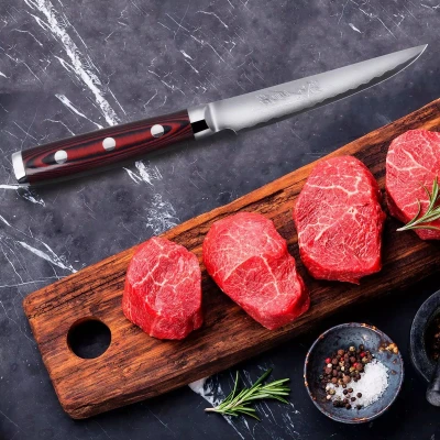 Afbeelding van Yaxell Super Gou Steakmes 12 cm SG2 Staal Damaststaal