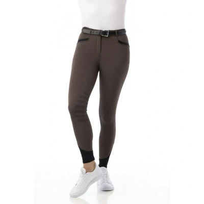 Image de EQUITHÈME Pantalon d&#039;Équitation Safir Silicone Genouillères Marron/Noir 36