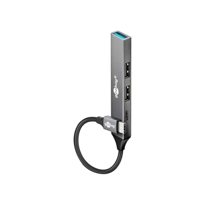 Afbeelding van Goobay Slim 4 Port USB Hub, C auf C/USB A, 3.2 (USB C, 4 Havens), Docking station + hub