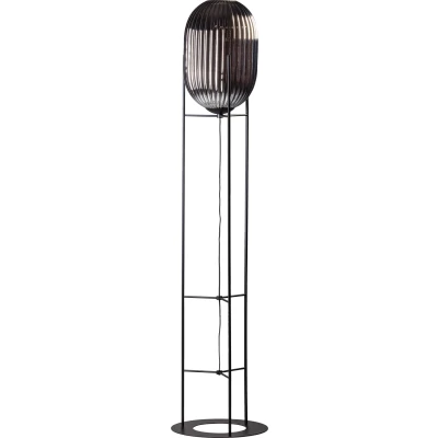 Afbeelding van ETH Vloerlamp Glamm L 30cm/176cm Smoke Glass Ribbel / Zwart