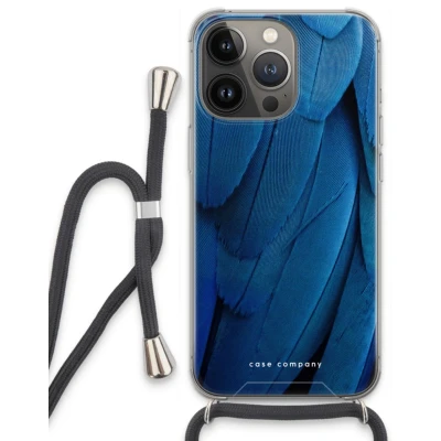 Afbeelding van Case Company® hoesje met Koord geschikt voor iPhone 13 Pro Pauw Telefoonhoesje Zwart Extra Bescherming aan alle Kanten en Over de Schermrand
