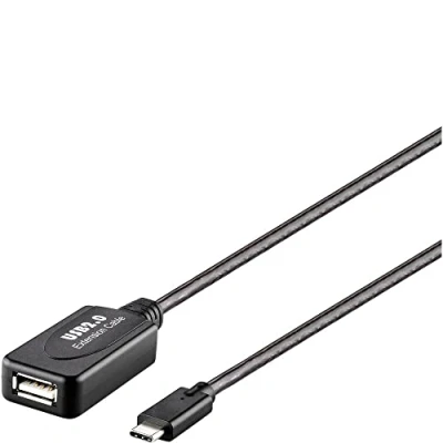 Afbeelding van Renkforce USB kabel 2.0 C stekker, A bus 10.00 m Zwart Actief met signaalversterking, Vergulde steekcontacten RF 5067256