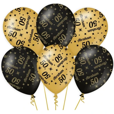 Afbeelding van Ballonnen Abraham 50 jaar Classy 30cm 6 stuks