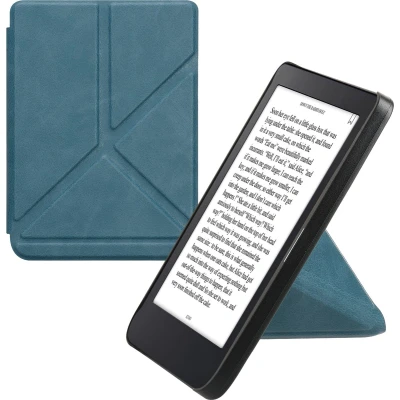 Afbeelding van kwmobile E reader hoesje geschikt voor Kobo Clara 2E hoes Ereader flip case met standaard cover van kunstleer In petrol
