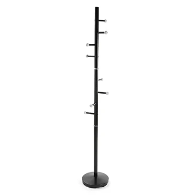 Afbeelding van Versa Ruan Kapstok voor kleding, minimalistische stijl, met 9 haken of kleerhangers kleding tassen de hal, afmetingen (h x b l) 173 28 cm, metaal, kleur: zwart