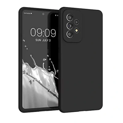 Afbeelding van kwmobile telefoonhoesje geschikt voor Samsung Galaxy A53 5G Hoesje met siliconen coating Smartphone case in zwart
