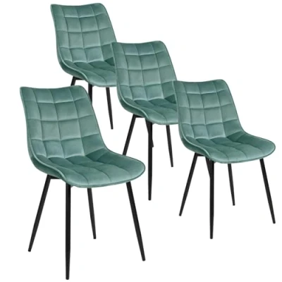 Afbeelding van WOLTU BH142ts 4 eetkamerstoelen, turquoise, stuks, Scandinavische stoel van Fuweel en metaal