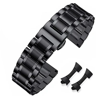 Afbeelding van HEYOZURY Horlogebandjes voor horloges met rechte en gebogen uiteinden van 16, 18, 19, 20, 22, 24 mm, metalen reserveband, dames heren