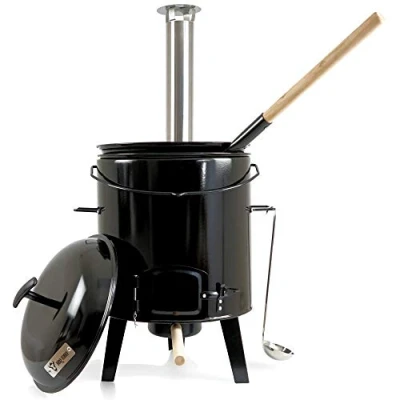 Afbeelding van BBQ Toro Gulashkanon goulashketel stoofpotoven Hongaarse ketelgoelash pan 17 liter geëmailleerd met deksel voor outdoor keuken veldkeuken
