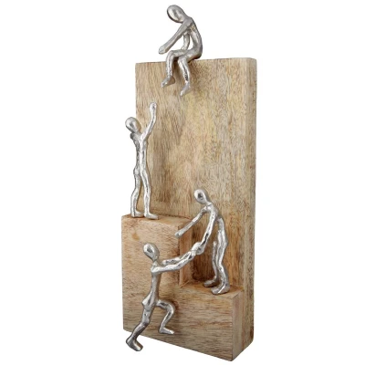 Afbeelding van Gilde Sculptuur &#039;Helping Hand&#039; mangohout, aluminium, H39cm
