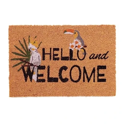 Afbeelding van Relaxdays Deurmat tropische vogels papegaai &amp; toekan &#039;hello and welcome&#039; kokos