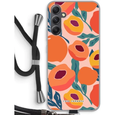 Afbeelding van Case Company® hoesje met Koord geschikt voor Samsung Galaxy A34 Perzik Telefoonhoesje Zwart Bescherming aan alle Kanten en Over de Schermrand