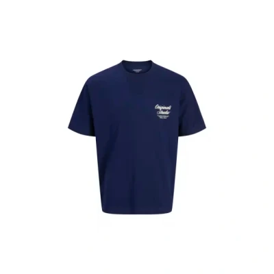 Afbeelding van Jack &amp; Jones Jornorrebro TYPO TEE CREW NECK Tshirt print, Heren, Maat: Small, Ocean cavern