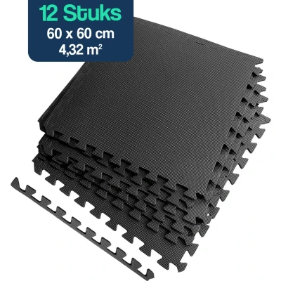 Afbeelding van Hulser Puzzelmat 60 x 1 cm 12 stuks 4,32 m2 Fitness vloermat