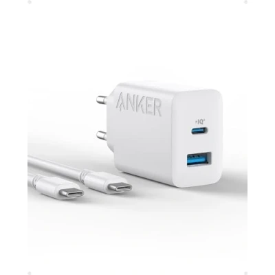 Afbeelding van Anker snelle 20W wandoplader met 2 poorten en USB C oplaad voor iPhone 15/iPhone 15 Plus/iPhone Pro/iPhone Pro Max/iPad meer (inclusief kabel van 1,5 m