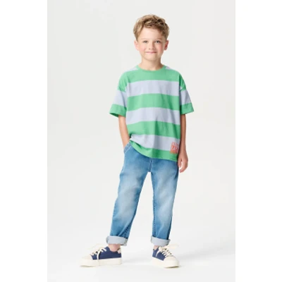 Afbeelding van Noppies T shirt Larkfield Stripe pattern Medium Grey Maat 92