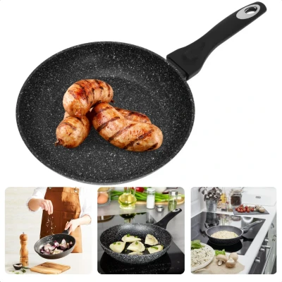 Afbeelding van Cheqo® Koekenpan Bakpan Gesmeed Aluminium ø24cm voor Alle Kookplaten Ook Inductie