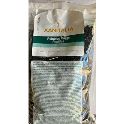 Afbeelding van Braziliaanse was, Xanitalia vetoplosbare wasdruppels, striploze ontharingswas, volledige ontharing, natuurlijk zwart, 1 kg