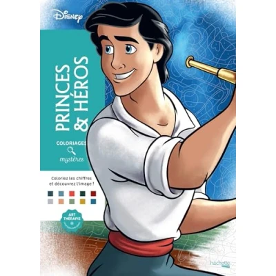 Afbeelding van Coloriages Mystères Disney Princes &amp; Héros Hachette Heroes Kleuren op nummer Kleurboek voor volwassenen en kinderen