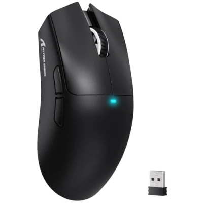 Image de ATTACK SHARK X11SE Souris de Jeu Sans Fil, Ultra légère, 63g, avec Capteur PixArt PAW3311, 22000 ppp, Trimode BT/2,4GHz/filaire, 1000 Hz, Batterie 300mAh, Double Pilote, pour PC/Mac (Noir with Tape)