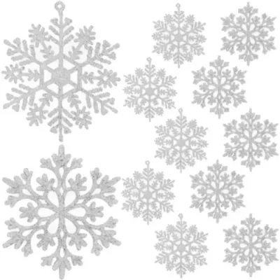 Afbeelding van Ruhhy Kerstboom ballen sneeuwvlokken 12 stuks. 22516