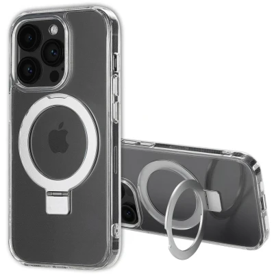 Afbeelding van Accezz Hoesje Geschikt voor iPhone 14 Pro Ring Stand Backcover MagSafe Transparant