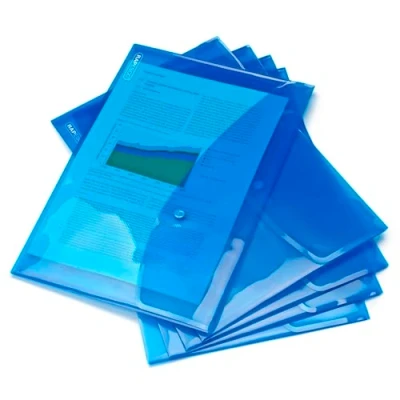 Afbeelding van Rapesco 0687 drukknoppen, A4+/ministerpapier, blauw, transparant, 5 stuks