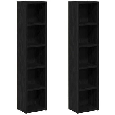 Afbeelding van vidaXL CD kasten 2 st 21x16x93,5 cm spaanplaat zwart eikenkleurig