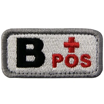 Afbeelding van Tactische Type B Positieve Bloedgroep Embleem Geborduurde Sluiting Haak en Loop Patch, Rood Zwart