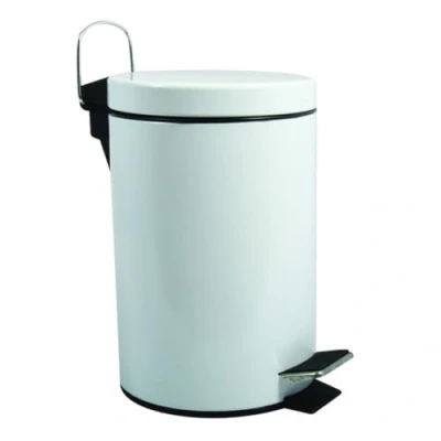 Afbeelding van MSV Prullenbak/pedaalemmer metaal wit 3 liter 17 x 25 cm Badkamer/toilet