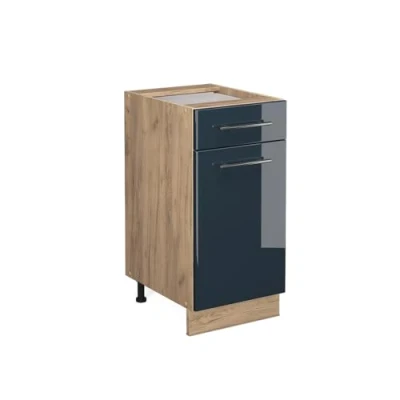 Afbeelding van Vicco Keukenonderkast Fame Line, Donkerblauw hoogglans/Krachtige eik goud, 40 cm zonder werkblad