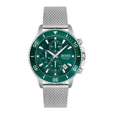 Afbeelding van BOSS Admiral Chronograaf silvercoloured/green, Heren, Maat: One Size, Silver coloured/green
