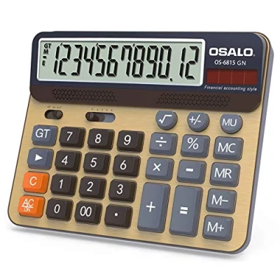 Afbeelding van OSALO OS 6815GN bureaurekenmachine met groot scherm grote toetsen en 12 cijfers