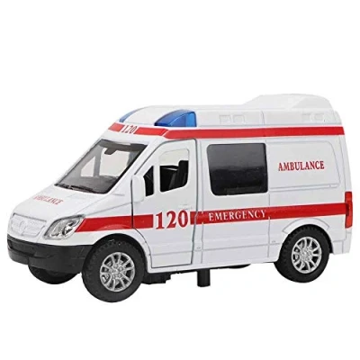 Afbeelding van 1:32 mini simulatieauto van legering, ambulance met geluid en licht, voertuigmodel speelgoed, collectie, cadeau voor kinderen vanaf 3 jaar (rood)