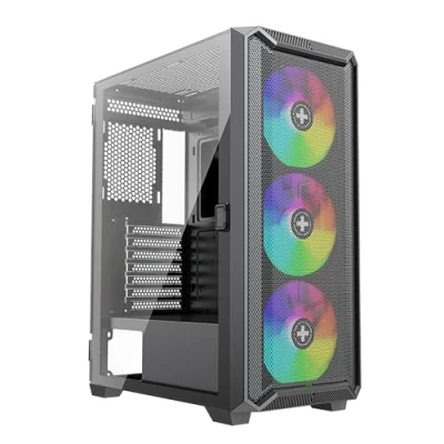 Afbeelding van Xilence X613 XILENT BLADE II gaming pc behuizing, 3 x 120 mm ARGB ventilatoren, ATX torenbehuizing, mesh frontpaneel voor een goede luchtstroom en PWM/ARGB besturingskaart, glazen zijwand
