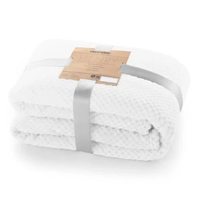 Afbeelding van DecoKing Henry Deken van microvezel, fleecedeken, zacht, sprei, Scandinavische stijl, wit, 220 x 240 cm