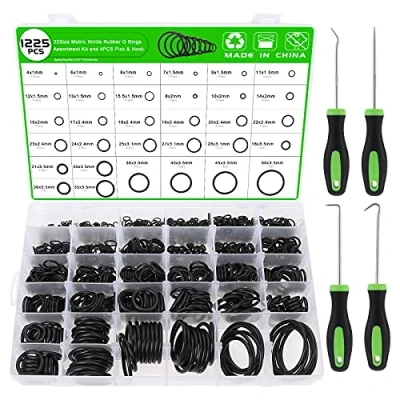 Afbeelding van SHEENO 1225 stuks O ringen kit, 32 maten ring pakkingen assortiment van rubber, afdichting voor kraan, afdichtingsringen voertuigen, airconditioning, huishoudelijke apparaten, met 4 pick en